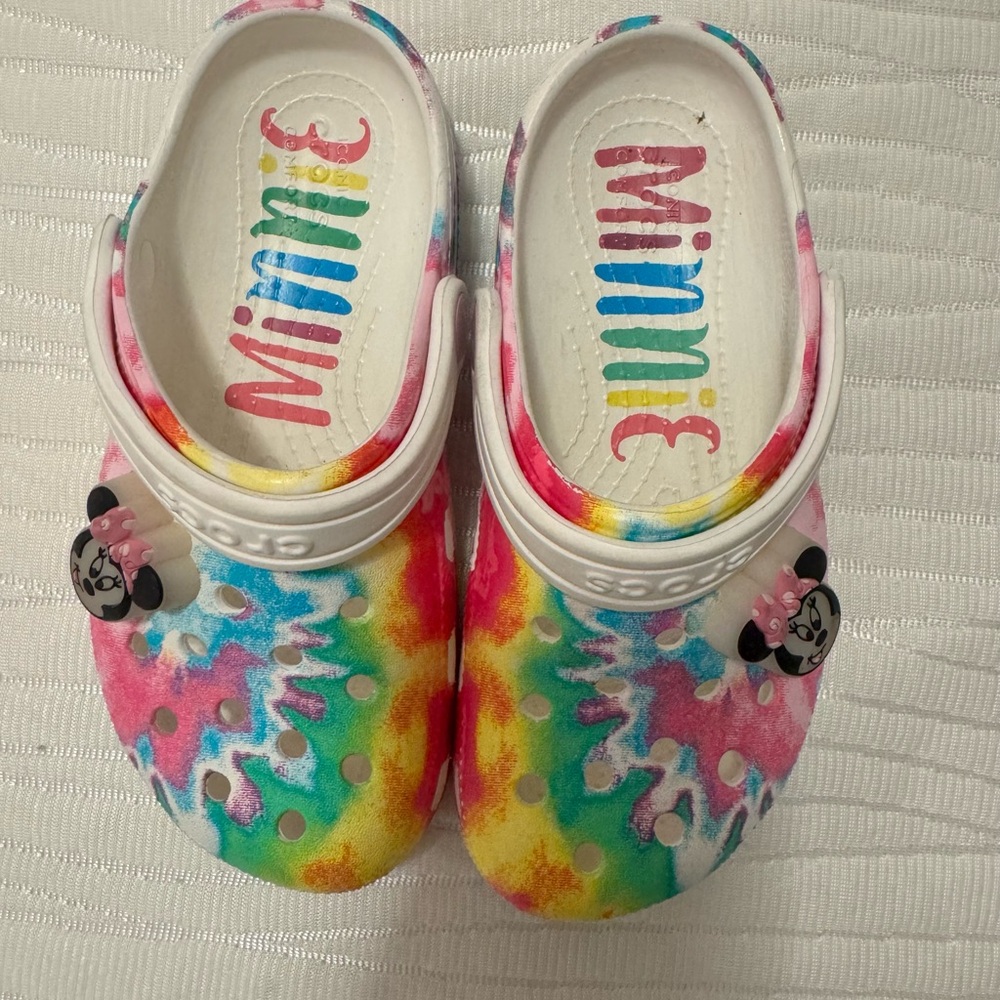Light Up Crocs Kids Minnie Mouse Tie-Dye Clogs
